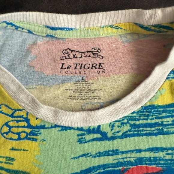 Le Tigre Collection Multicolor Graphic Tiger Print T-Shirt - Picture 3 of 4
